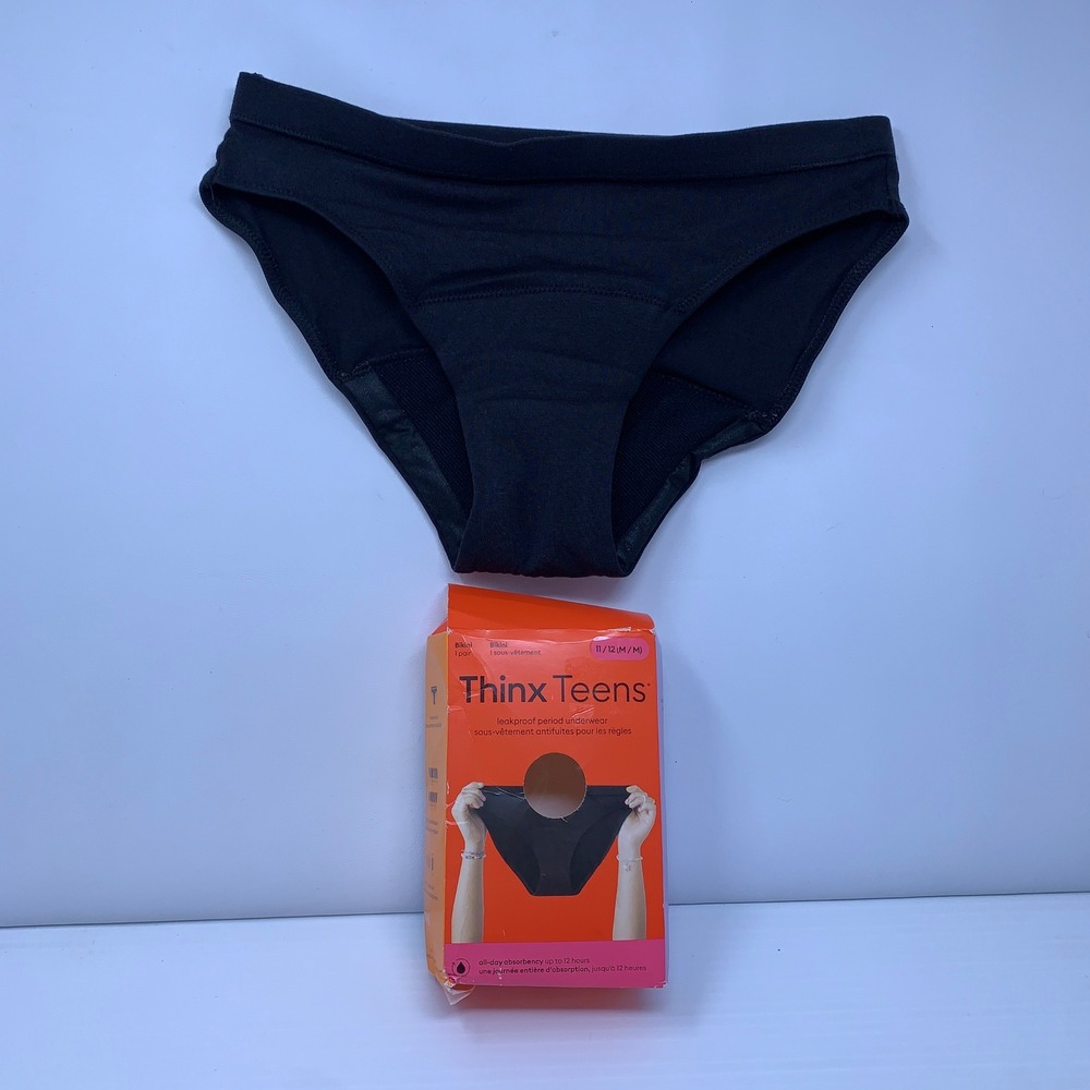 Thinx Teens Girls 11/12 M Black Leakproof Period Bikini Underwear
